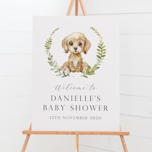 Dog Baby Shower Welcome Sign - Puppy Themed Baby Shower - Dog Lover Baby Shower - Printable Welcome Poster - Boy Baby Shower Decorations