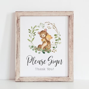 Please Sign - Guest Book Sign - Bear Baby Shower Signage - We Can Bearly Wait - Baby Bear Themed Baby Shower Decorations - Guestbook Table
