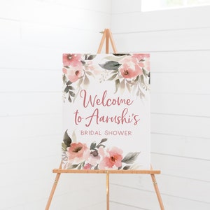 Letrero de bienvenida a la despedida de soltera - Decoración de mesa de bienvenida para despedida de soltera - Decoraciones para despedida de soltera en rosa empolvado y gris - Despedida de soltera floral