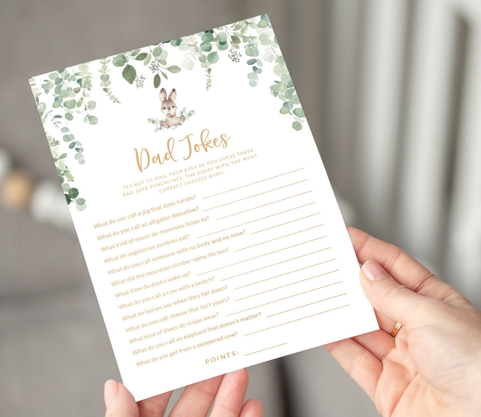 Dad Jokes Baby Shower Game With Answer Key Spring Bunny Baby Etsy Canada