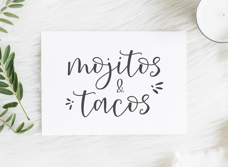 Mojito Bar Sign Fiesta Bachelorette Decor Taco Party Printable Sign Mojitos and Tacos Sign Taco Bridal Shower Sign Taco Bar Decor