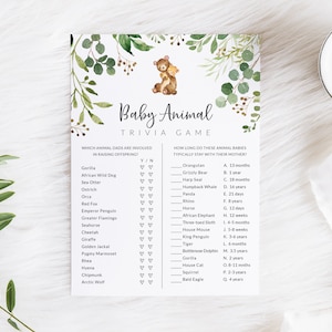 We Can Bearly Wait - Baby Shower Trivia Game - Bear Themed Baby Shower Activities - Printable Baby Animal Trivia Game - Gender Neutral
