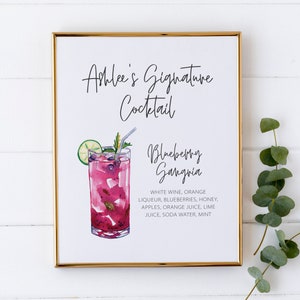 Signature Cocktail Birthday Sign - Signature Drink Sign for Birthday Party - Birthday Bar Sign - Adult Birthday Decorations - Drink Sign