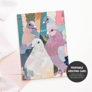 Carte d'anniversaire drôle de pigeon | Joyeux anniversaire imprimable | de nous tous | Carte d'anniversaire de collègue à télécharger | Carte d'anniversaire humoristique