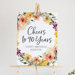 90th Birthday Decorations - Cheers to 90 Years Printable Sign - Adult Birthday Sign - Adult Birthday Decorations - Milestone Birthday Decor