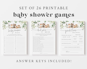 Woodland Animals Baby Shower Game Bundle - Forest Animals Baby Game Package - 26 Printable Games & Activities - Bear, Fox, Bunny, and Beaver