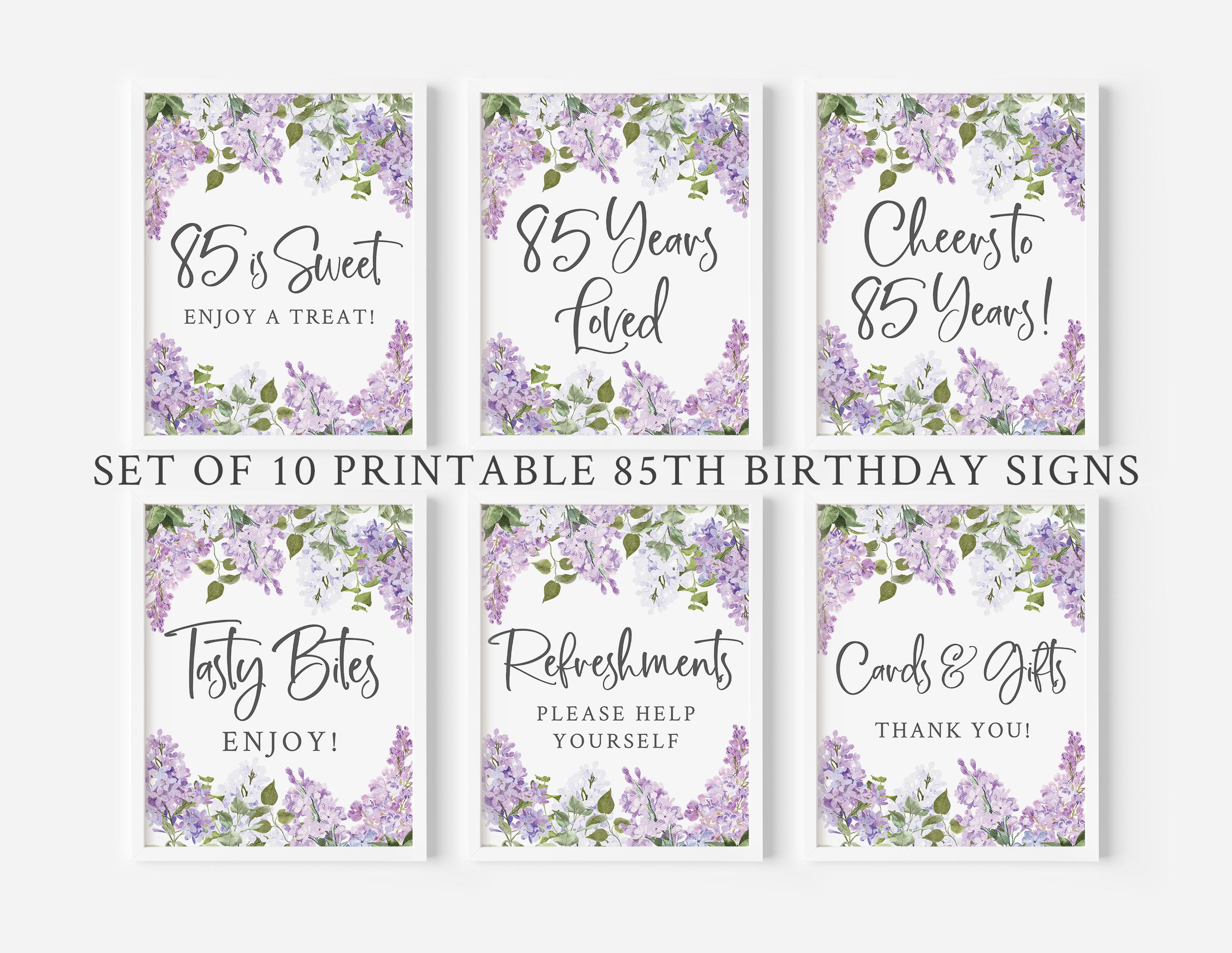 Stendardo Di Compleanno 85 Anni Per Donna, 150x90 Cm, Poster In Vinile Con Glitter Viola E Macchie - Decorazione Festa