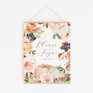 Please Sign the Guest Book Sign - Autumn Party Signage - Fall Pumpkin Baby Shower Decorations - Pumpkin Party Banner - Guestbook Table Sign
