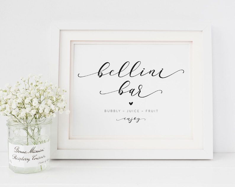 Bellini Bar Sign Bridal Shower Champagne Bar Sign Bridal - Etsy