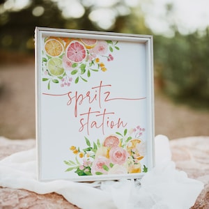 Spritz Station Sign - Citrus Bridal Shower Decorations - 8x10 Printable Sign - Spritz Bar Sign - Orange Bridal Shower - Aperol Spritz Sign