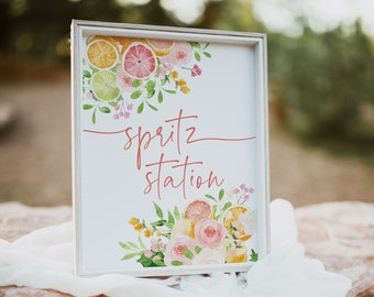 Spritz Station Sign - Citrus Bridal Shower Decorations - 8x10 Printable Sign - Spritz Bar Sign - Orange Bridal Shower - Aperol Spritz Sign