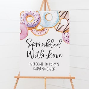 Sprinkled With Love Baby Sprinkle Welcome Sign - Donut Themed Baby Shower Decorations - Sprinkle Donut Welcome Poster - Baby Sprinkle Sign