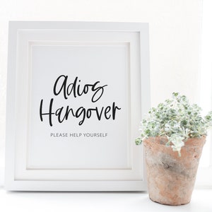 Adios Hangover Bachelorette Sign - Bachelorette Hangover Kits Printable Sign - Hangover Bag Table Sign - Please Take One - Hangover Station
