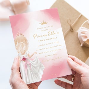 Princess Invitation - Pink Princess Party Invite - Printable or Digital Invitation - Princess Birthday Party Invitation - Royal Celebration