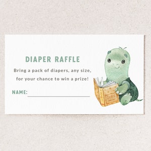 Insteekkaarten schildpad luier loterij - afdrukbare luier loterij tickets - verhalenboek babyshower luier verzoek inzetstukken - baby dier thema