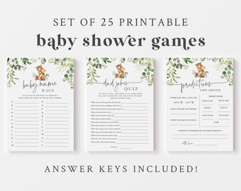 Woodland Bear Baby Shower Game Bundle - 25 Printable Game & Activities - We Can Bearly Wait - Gender Neutral Bear Themed Baby Shower Games