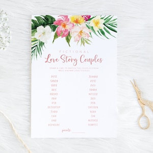 Travel Themed Bridal Shower Trivia Game Printable - Love Story Couples Guessing Game - Tropical Bridal Shower Party Games - Couples Quiz