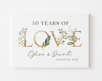 50 Years of Love Sign Template 50th Wedding Anniversary Golden - Etsy