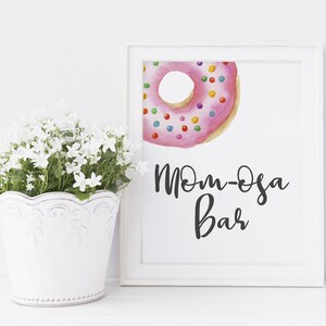 Donut Baby Shower Signs - Mom-osa Bar Signs - Donut Decorations ...