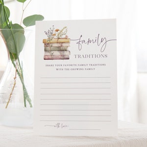 Family Traditions Baby Shower Card - Baby Shower a tema libro - Schede stampabili 5x7 - Inizia un nuovo capitolo - Storie della buonanotte Baby Shower