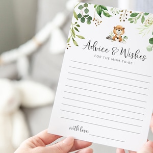 Bosdieren advieskaarten babyshower - afdrukbare advies- en wenskaarten - Dam Cute Baby - advieskaarten babyshower beverthema
