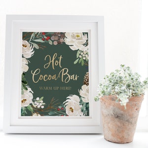 Christmas Party Hot Cocoa Bar Sign - Winter Hot Cocoa Bar Printable - Hot Chocolate Bar Sign - Holiday Party Decorations - Christmas Party