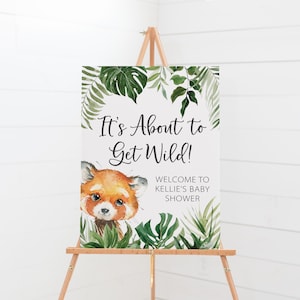 It's About to Get Wild Baby Shower Welcome Sign - Red Panda Baby Shower Sign - Asian Animals Baby Shower Decor - Printable Welcome Poster