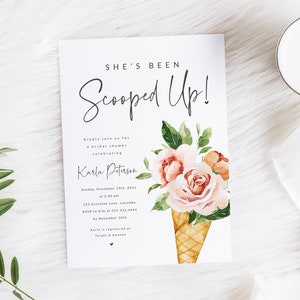 She's Been Scooped Up Bridal Shower Invite - Ice Cream Themed Bridal Shower Invitation - Printable Ice Cream Party Invite - Digital Invite