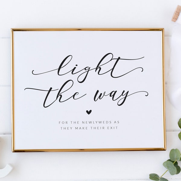 Light The Way for the Newlyweds Sign - Wedding Send-Off Sign - Sparkler Send Off Sign - Wedding Sparkler Exit - Wedding Lantern Send Off