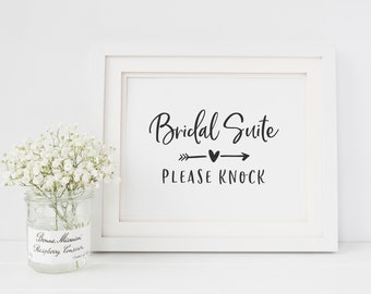 Bridal Suite Sign - Bridal Suite Printable - Bridal Suite Door Sign - Bridal Suite Please Knock - Black and White Wedding Sign - Printable