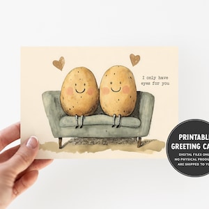 Tarjeta de aniversario linda / Tarjeta imprimible de San Valentín / Tarjeta de papa divertida / Ojos para ti / Tarjeta de amor / Tarjeta para esposo / Tarjeta para esposa