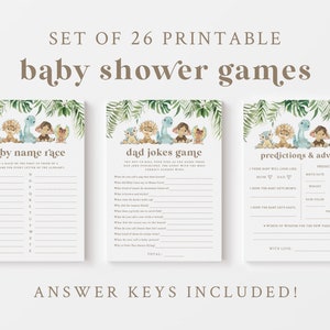 Dinosaur Baby Shower Game Bundle - 26 Printable Baby Games & Activities - Dino Baby Shower Games - Prehistoric Animals - Baby Dinosaur Theme