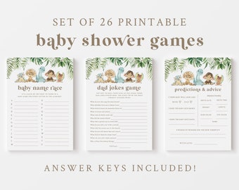 Dinosaur Baby Shower Game Bundle - 26 Printable Baby Games & Activities - Dino Baby Shower Games - Prehistoric Animals - Baby Dinosaur Theme