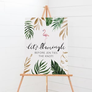 Let's Flamingle Bachelorette Welcome Poster - Printable Flamingo Party Sign - Flamingo Hen Party Decor - Tropical Bachelorette Party Sign