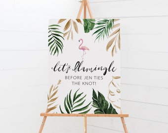 Let's Flamingle Bachelorette Welcome Poster - Printable Flamingo Party Sign - Flamingo Hen Party Decor - Tropical Bachelorette Party Sign