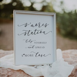 S&#39;mores Station Sign - Wedding S&#39;mores Bar Printable Sign - S&#39;more Love Sign - Party S&#39;more - Modern Minimalist - S&#39;mores Sign Download