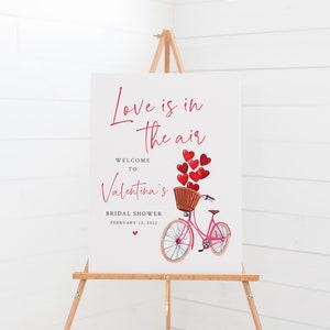 Love is in the Air Bridal Shower Welcome Sign - Valentine's Day Themed Bridal Shower Welcome Poster Printable - Heart Themed Wedding Shower