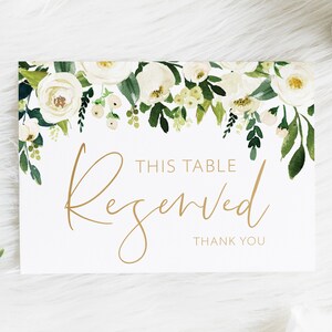 Reserved Table Sign - Wedding Reception Reserved Sign - Greenery and Gold Wedding Decor - This Table Reserved - Rustic Greenery Wedding Sign