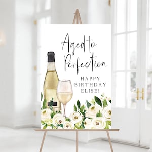 Winery Birthday Party Welcome Sign | Aged to Perfection | Printable Wine Themed Birthday Welcome | Wine Tasting Birthday Party Decorations