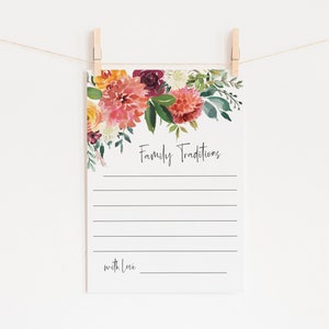 Juego imprimible para baby shower: comparte tus tradiciones familiares favoritas: actividad para baby shower de otoño, papelería para baby shower, tarjeta imprimible