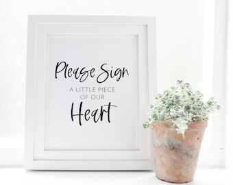 Please Sign a Little Piece of Our Heart - Heart Puzzle Guest Book Sign - Wedding Puzzle Guest Book Printable - Sign Our Heart Wedding Sign