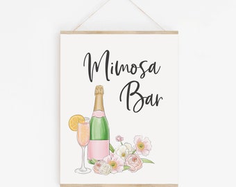 Mimosa Bar Sign - Bridal Shower Bubbly Bar Printable - Mimosas Sign - Champagne Bar Sign - Brunch and Bubbly Bridal Shower Decorations