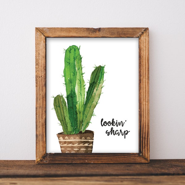 Cactus Poster - Lookin Sharp - Printable Artwork - Modern Decor - Cactus Decor - Cactus Print - Cactus Painting - Digital 8x10 Print