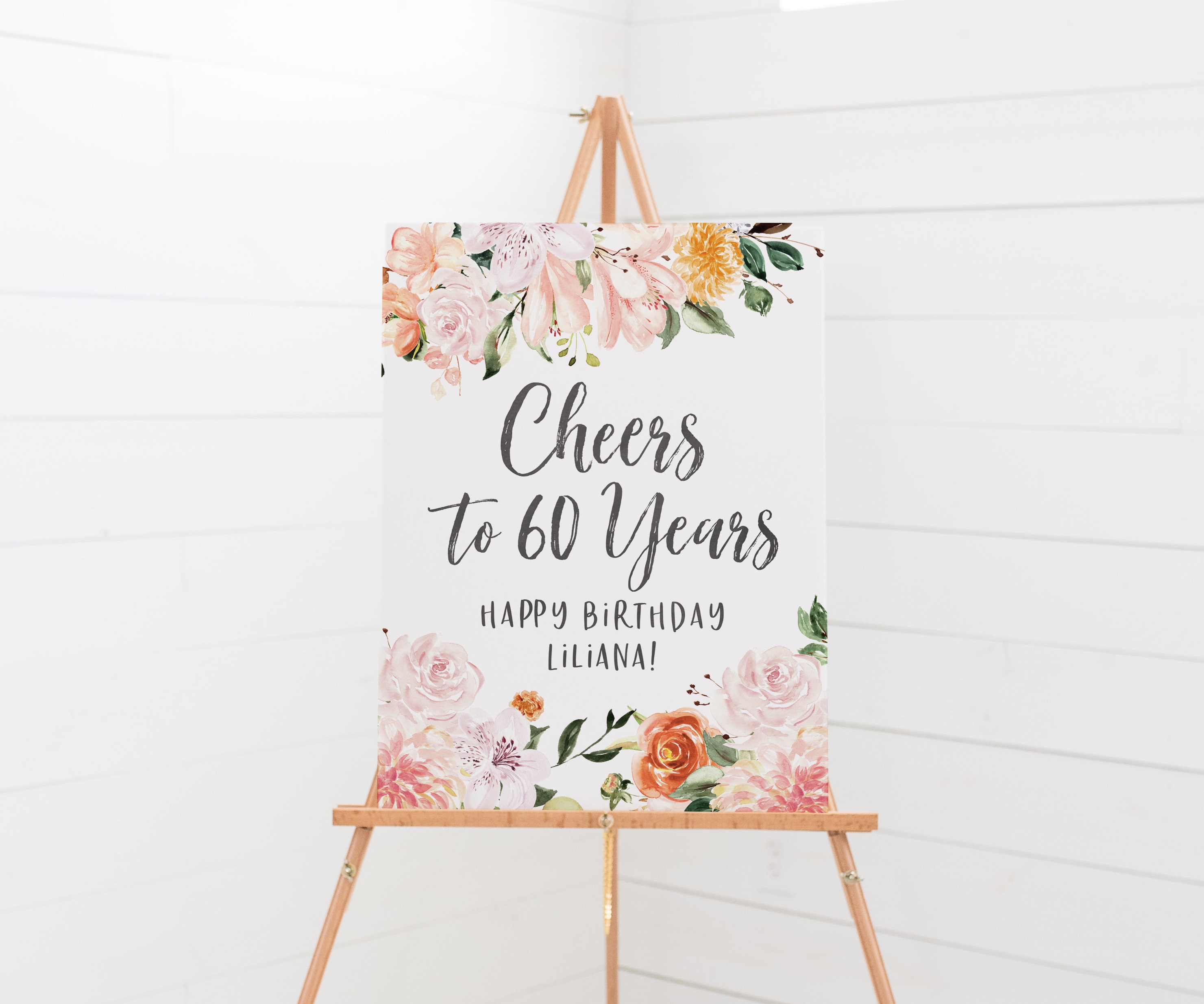Printable 60th Birthday Easel Sign Mom Milestone Birthday Etsy