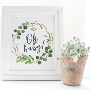 Greenery Oh Baby Sign - Oh Baby Shower Decor - Greenery Baby Shower ...