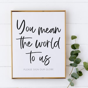 Globe Guest Book Sign - You Mean the World to Us Sign - Travel Wedding Decorations - Destination Wedding Decor - Please Sign Our Globe