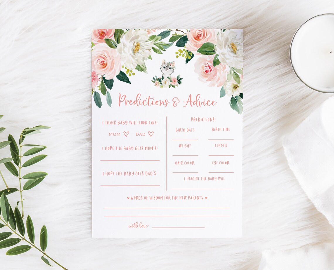 Cat Themed Baby Shower Activity Bundle Girl Baby Shower Game Etsy