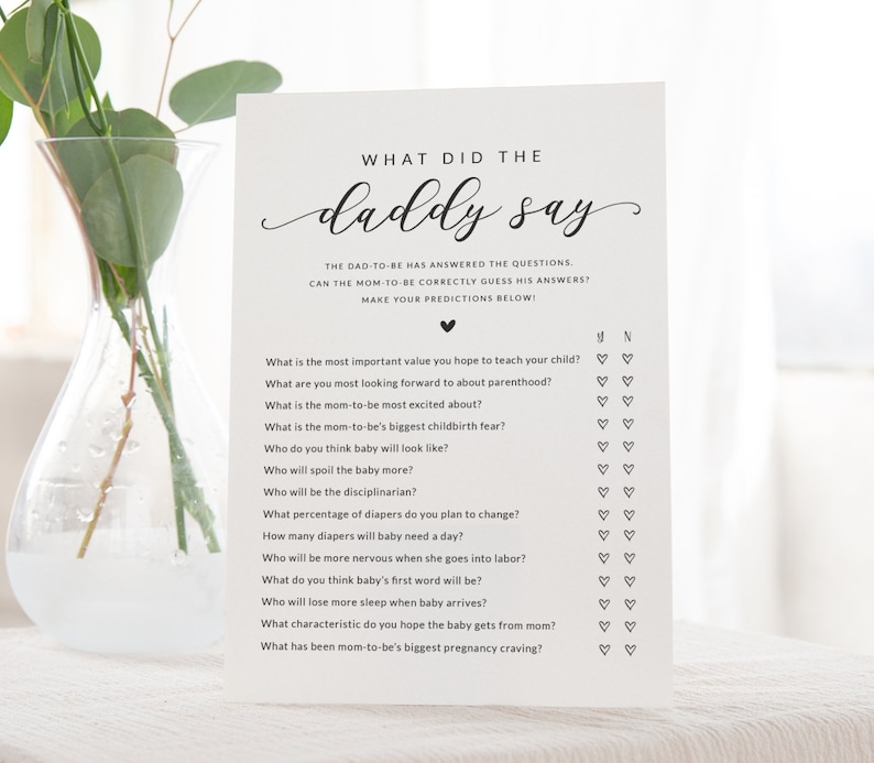 What Did the Dad Say Baby Shower Game Printable Game Card Etsy Canada