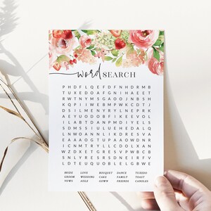 Strawberry Bridal Shower Word Search Game - Printable Wedding Word Search - Floral and Berry Wedding Shower - Summer Fruit Bridal Brunch