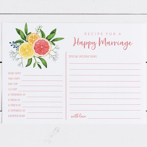 Rezept für eine glückliche Hochzeitskarte - Hochzeitskarten mit Zitrusfrüchten - Hochzeitsempfehlungskarten mit Zitrone